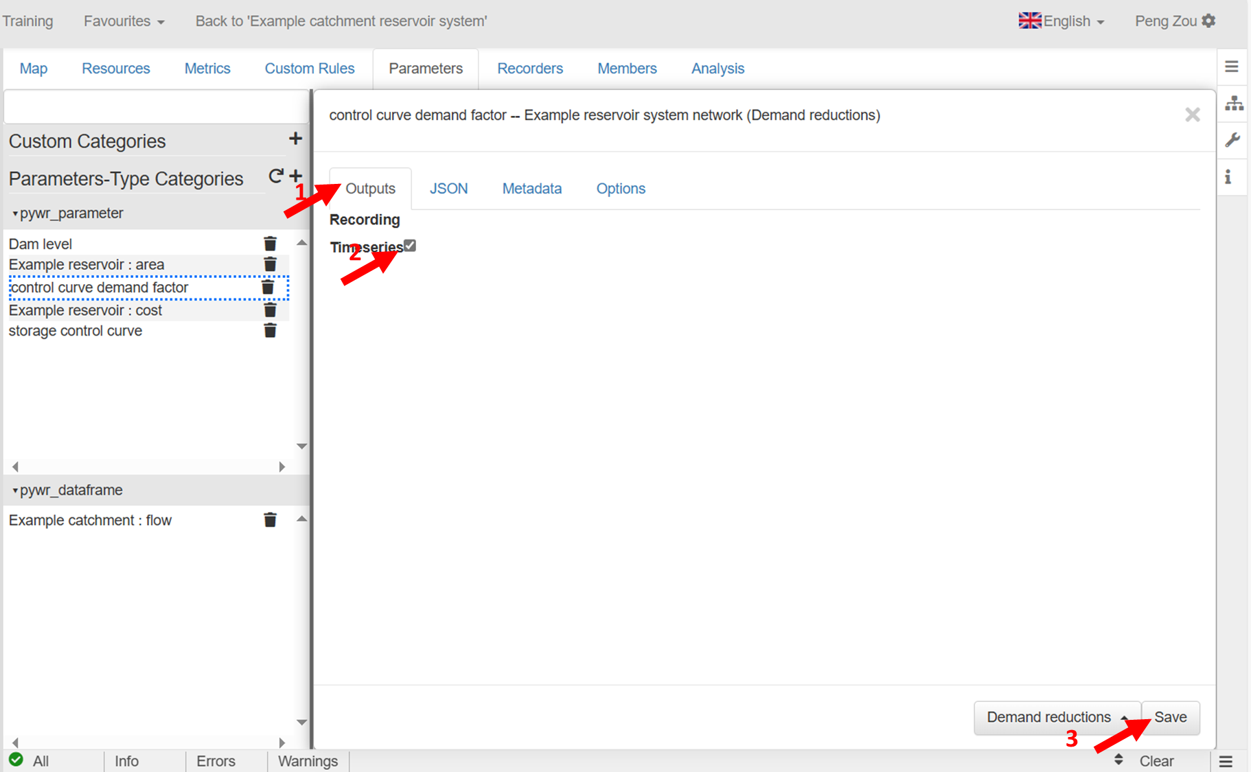Select recording timeseries and save