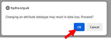 Click 'OK' to accept the parameter type change.