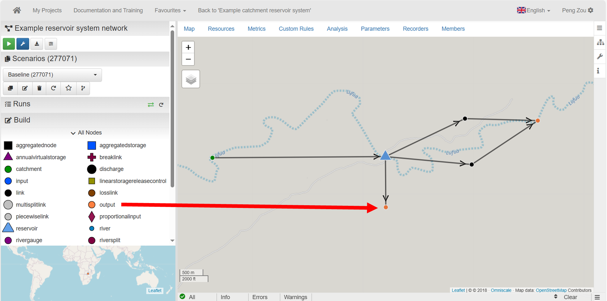 Adding an output node as a demand
