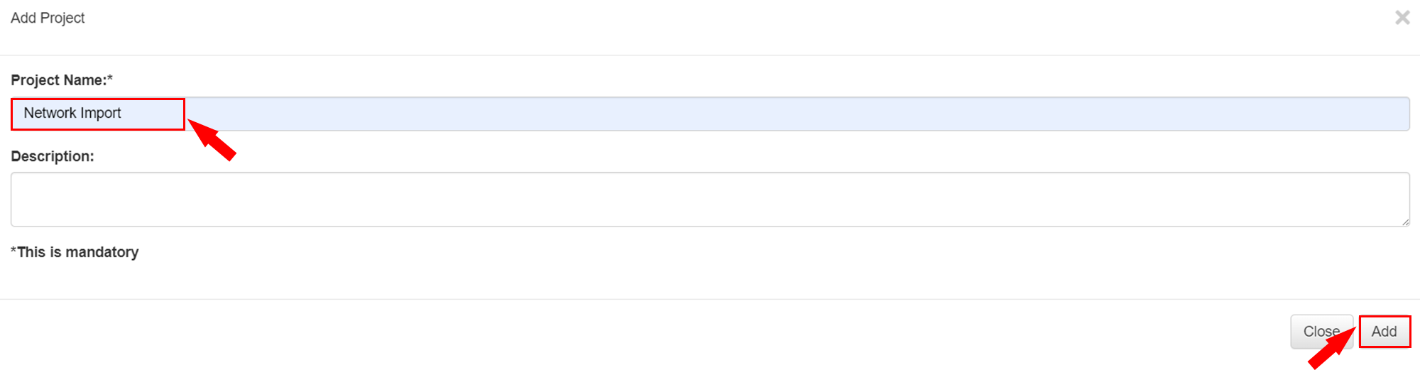 Name the project and click 'Add'